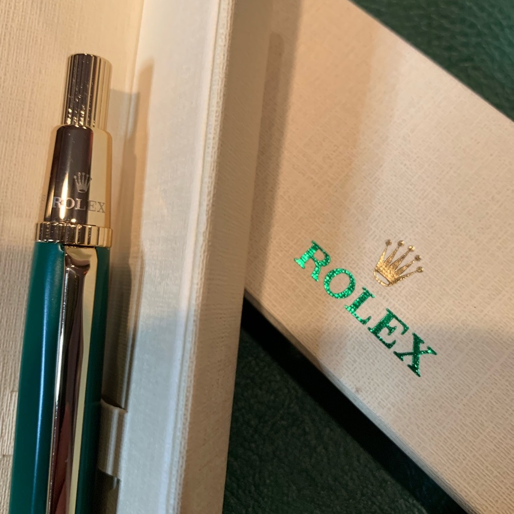 Rolex Ballpoint Pen - Green Gold - Retractable - AD Gift - Rare Item - Picture 5 of 6